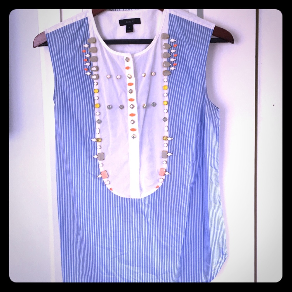 J. Crew Crystal Embellished Tuxedo Shell
